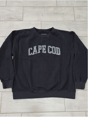 Cuffy's Cape Cod Sweatshirt Men's Size XL Black/Grey Letteting Cottagecore Cozy